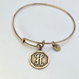 ALEX & ANI 'Initial H' Expandable Bangle‎ Bracelet in Rafaelian Gold Made In USA